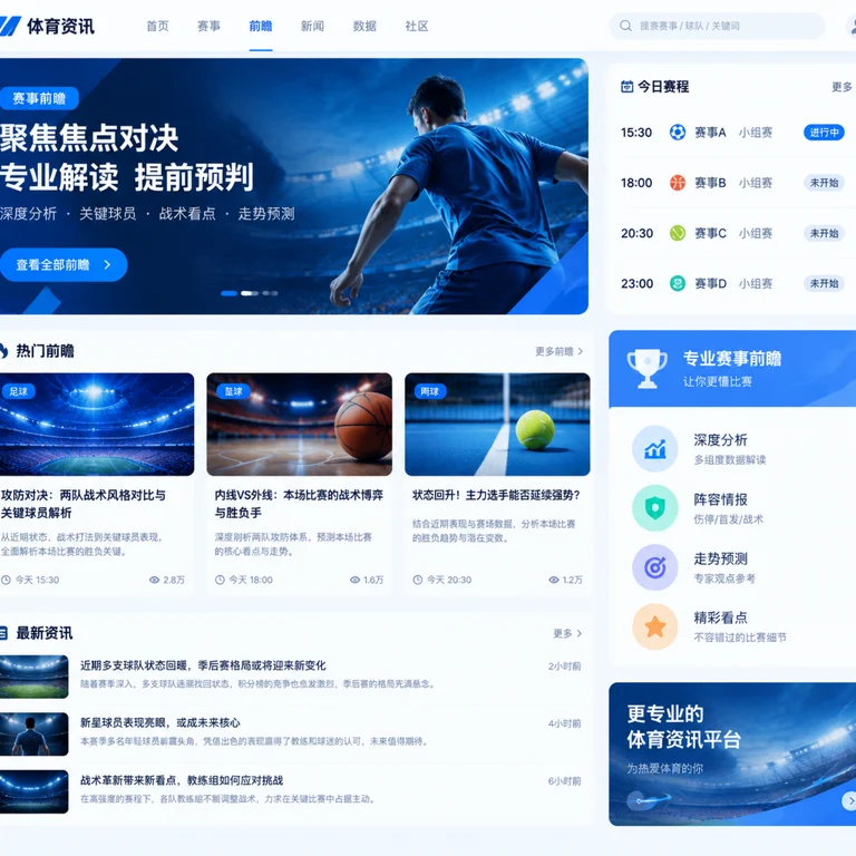 爱游戏赛事前瞻页面与信息分区示意图